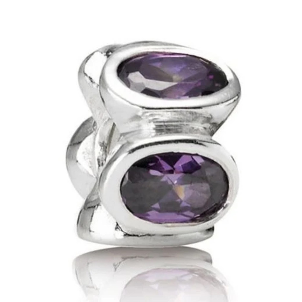 Pandora Sterling Silver with Amethyst Zirconia Oval Lights Bead - 790311ACZ